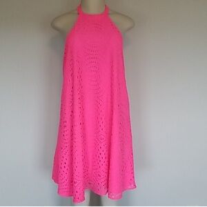 Lilly Pulitzer bright pink knotty lace quinn dress
